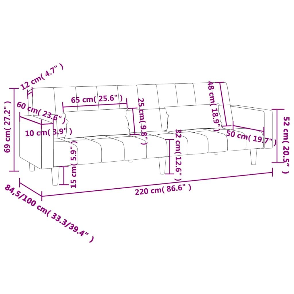 Slaapbank 2-zits met 2 kussens fluweel geel is nu te koop bij PeponiXL, paradijselijk wonen!