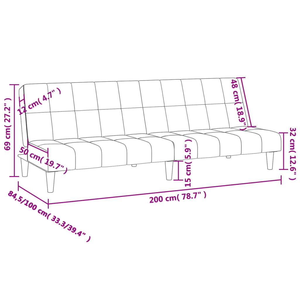 Slaapbank 2-zits stof donkergrijs is nu te koop bij PeponiXL, paradijselijk wonen!
