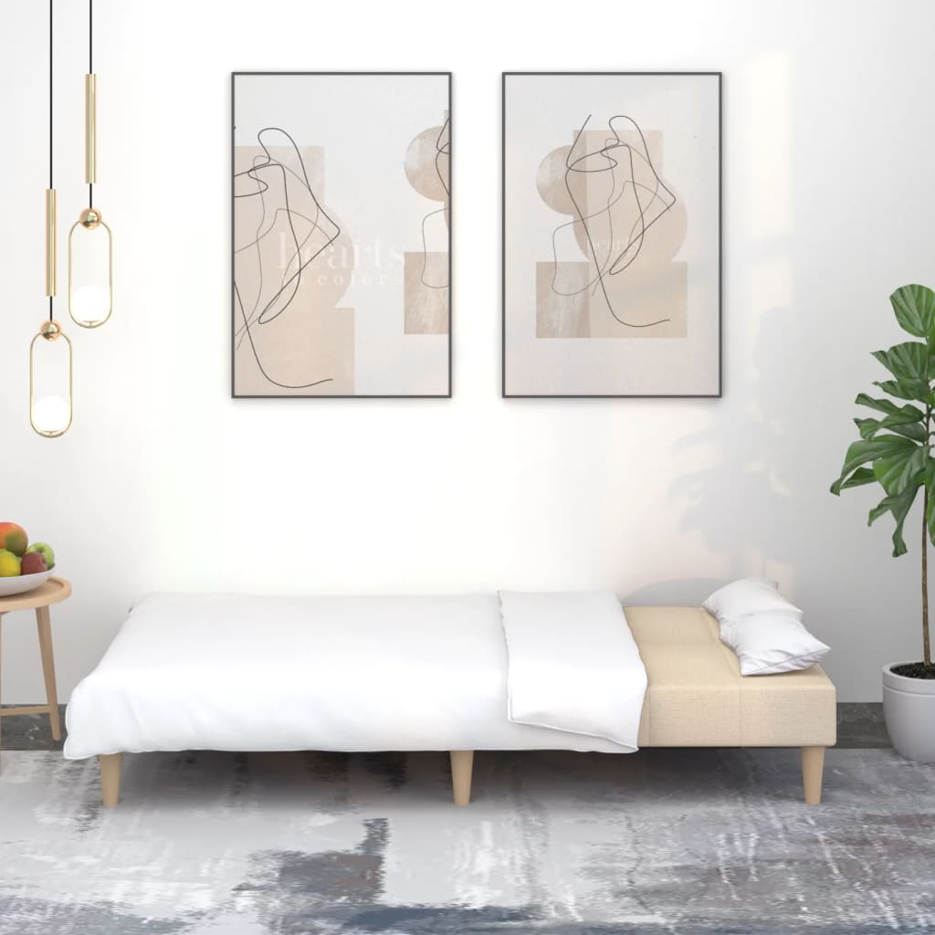 Slaapbank 2-zits stof crèmekleurig is nu te koop bij PeponiXL, paradijselijk wonen!