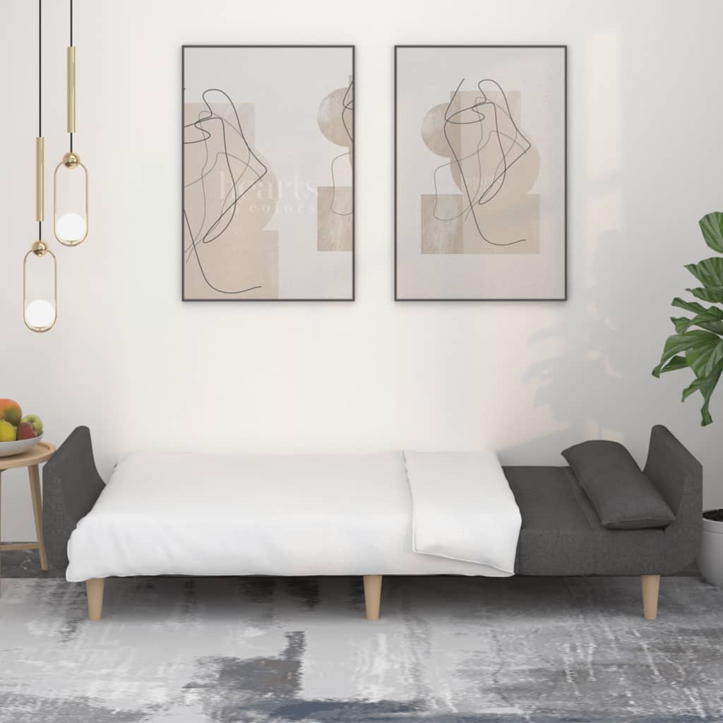Slaapbank 2-zits met 2 kussens stof donkergrijs is nu te koop bij PeponiXL, paradijselijk wonen!