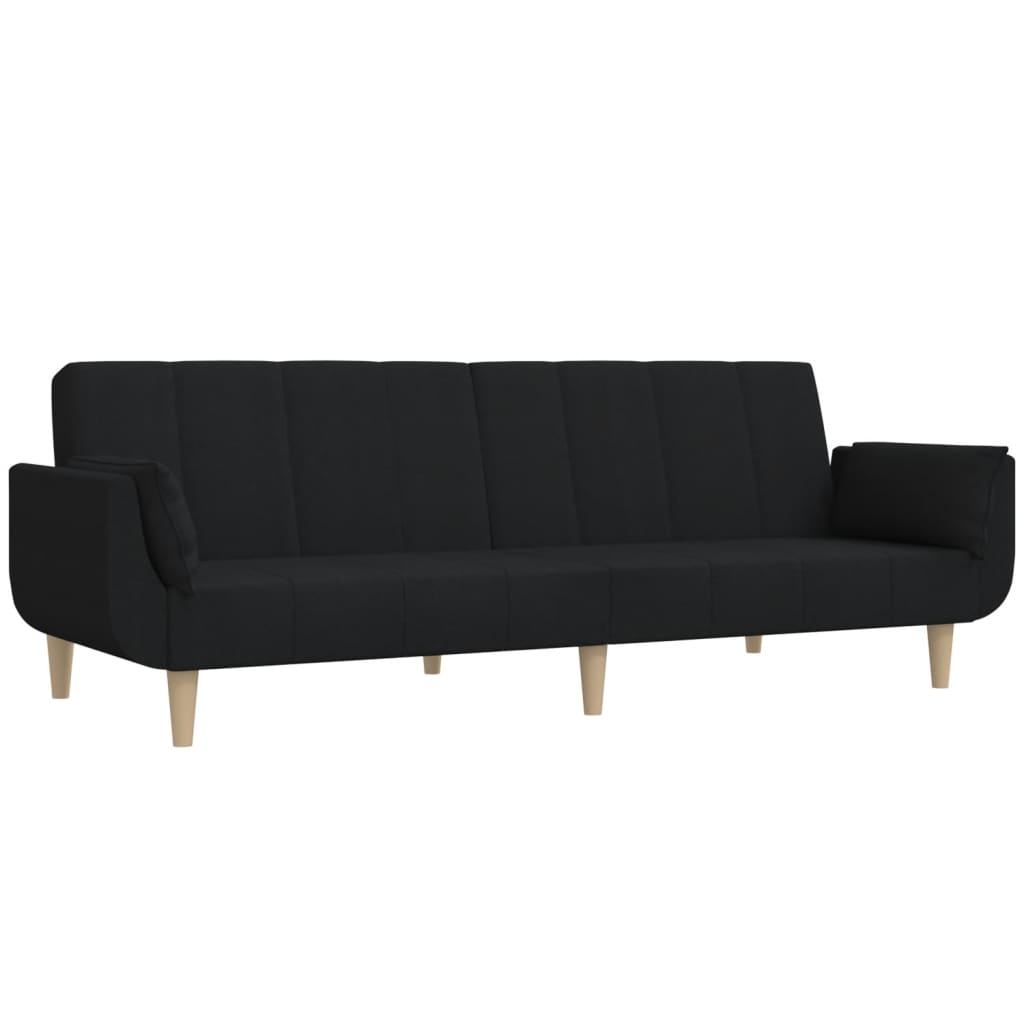 Slaapbank 2-zits met 2 kussens stof zwart is nu te koop bij PeponiXL, paradijselijk wonen!