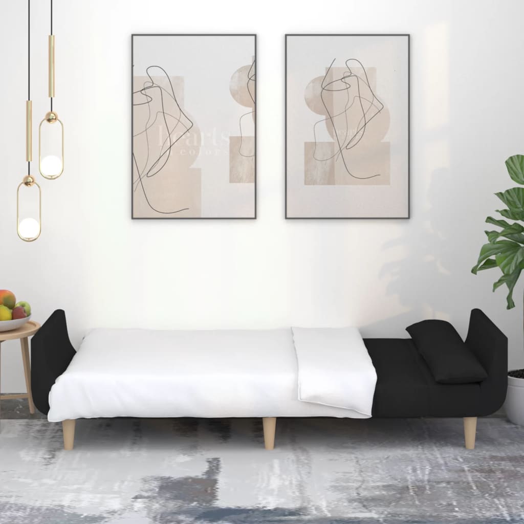 Slaapbank 2-zits met 2 kussens stof zwart is nu te koop bij PeponiXL, paradijselijk wonen!