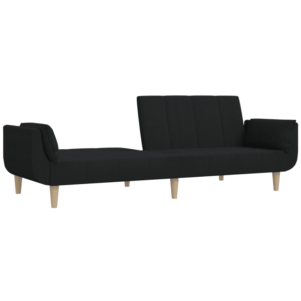 Slaapbank 2-zits met 2 kussens stof zwart is nu te koop bij PeponiXL, paradijselijk wonen!