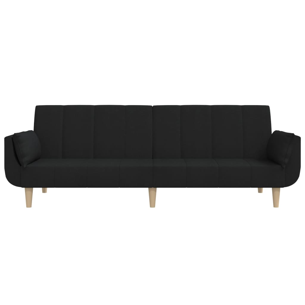 Slaapbank 2-zits met 2 kussens stof zwart is nu te koop bij PeponiXL, paradijselijk wonen!