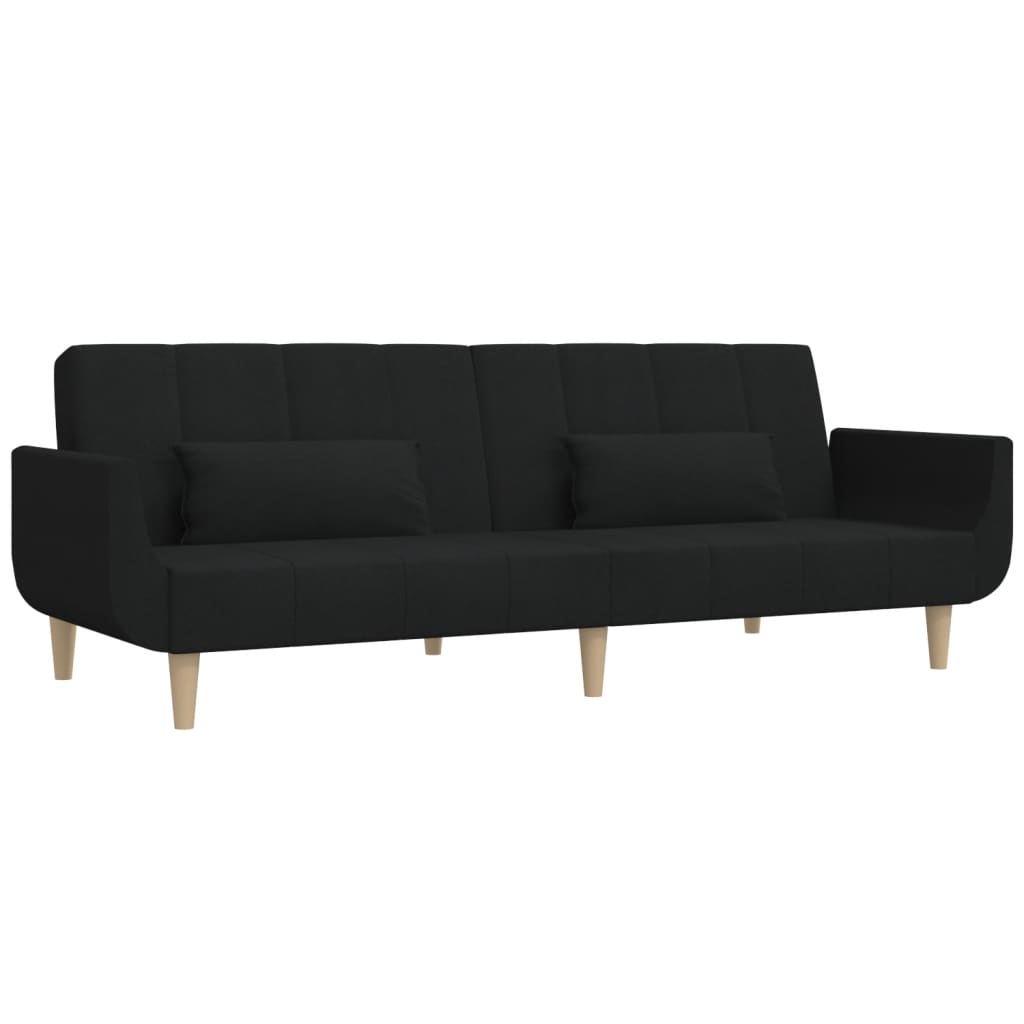 Slaapbank 2-zits met 2 kussens stof zwart is nu te koop bij PeponiXL, paradijselijk wonen!