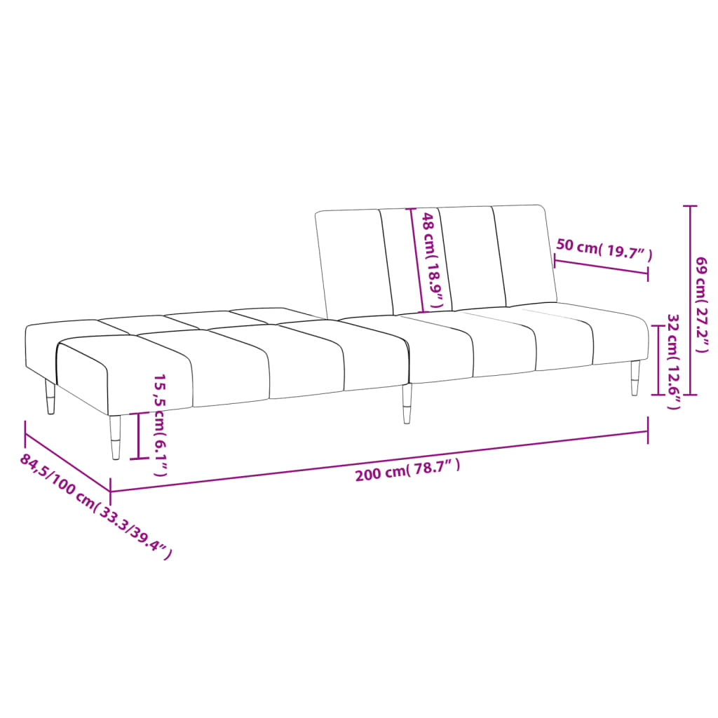 Slaapbank 2-zits fluweel lichtgrijs is nu te koop bij PeponiXL, paradijselijk wonen!