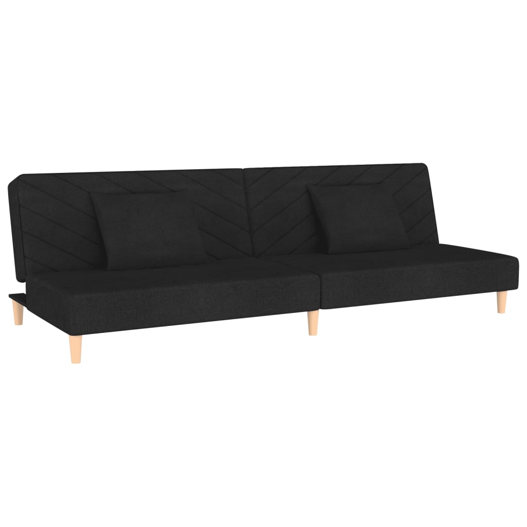 Slaapbank 2-zits met 2 kussens stof zwart is nu te koop bij PeponiXL, paradijselijk wonen!
