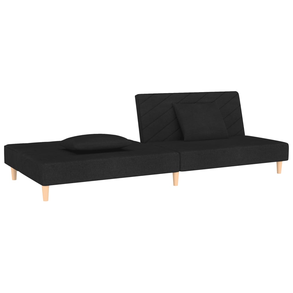 Slaapbank 2-zits met 2 kussens stof zwart is nu te koop bij PeponiXL, paradijselijk wonen!