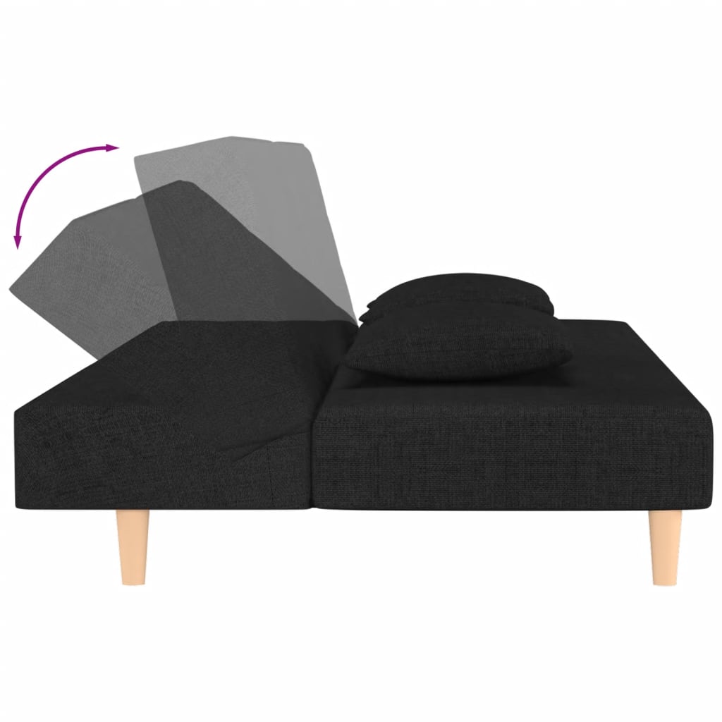 Slaapbank 2-zits met 2 kussens stof zwart is nu te koop bij PeponiXL, paradijselijk wonen!