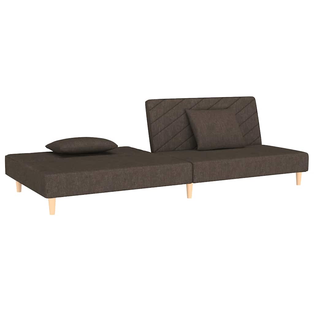 Slaapbank 2-zits met 2 kussens stof bruin is nu te koop bij PeponiXL, paradijselijk wonen!