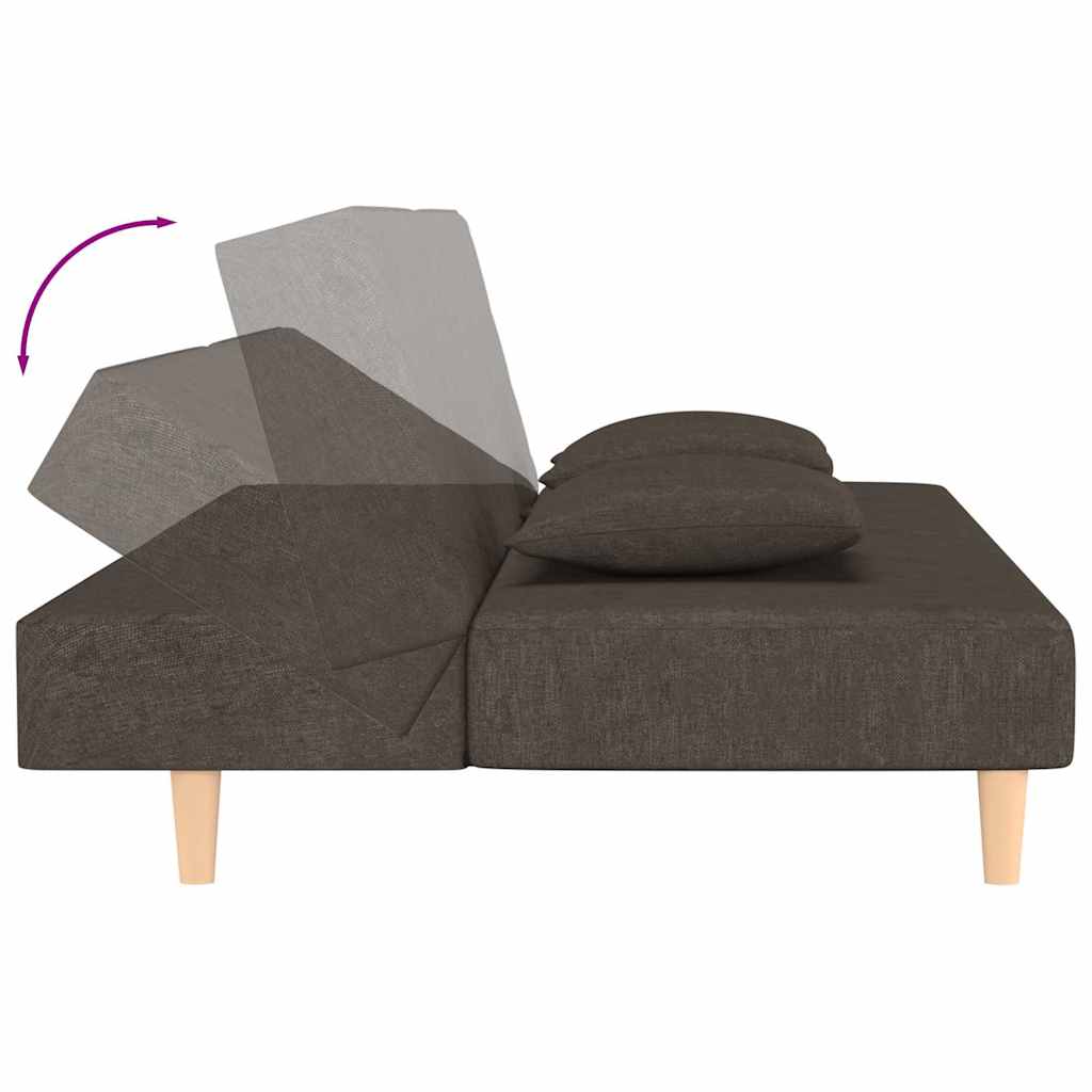 Slaapbank 2-zits met 2 kussens stof bruin is nu te koop bij PeponiXL, paradijselijk wonen!