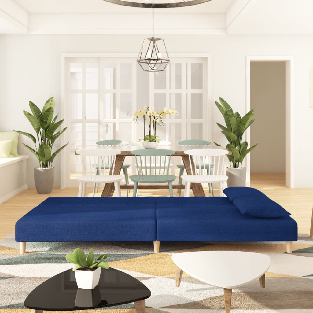 Slaapbank 2-zits met 2 kussens stof blauw is nu te koop bij PeponiXL, paradijselijk wonen!