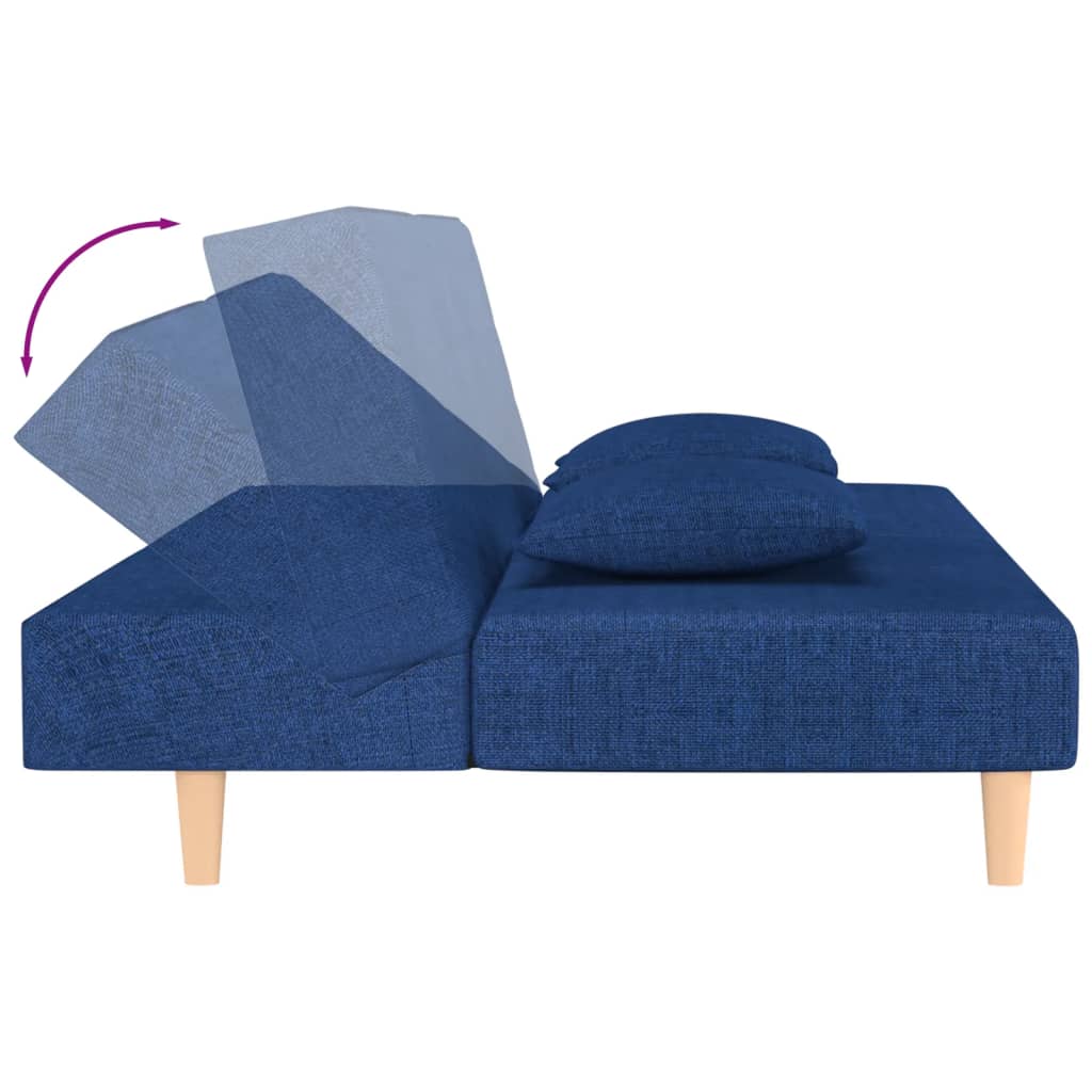 Slaapbank 2-zits met 2 kussens stof blauw is nu te koop bij PeponiXL, paradijselijk wonen!