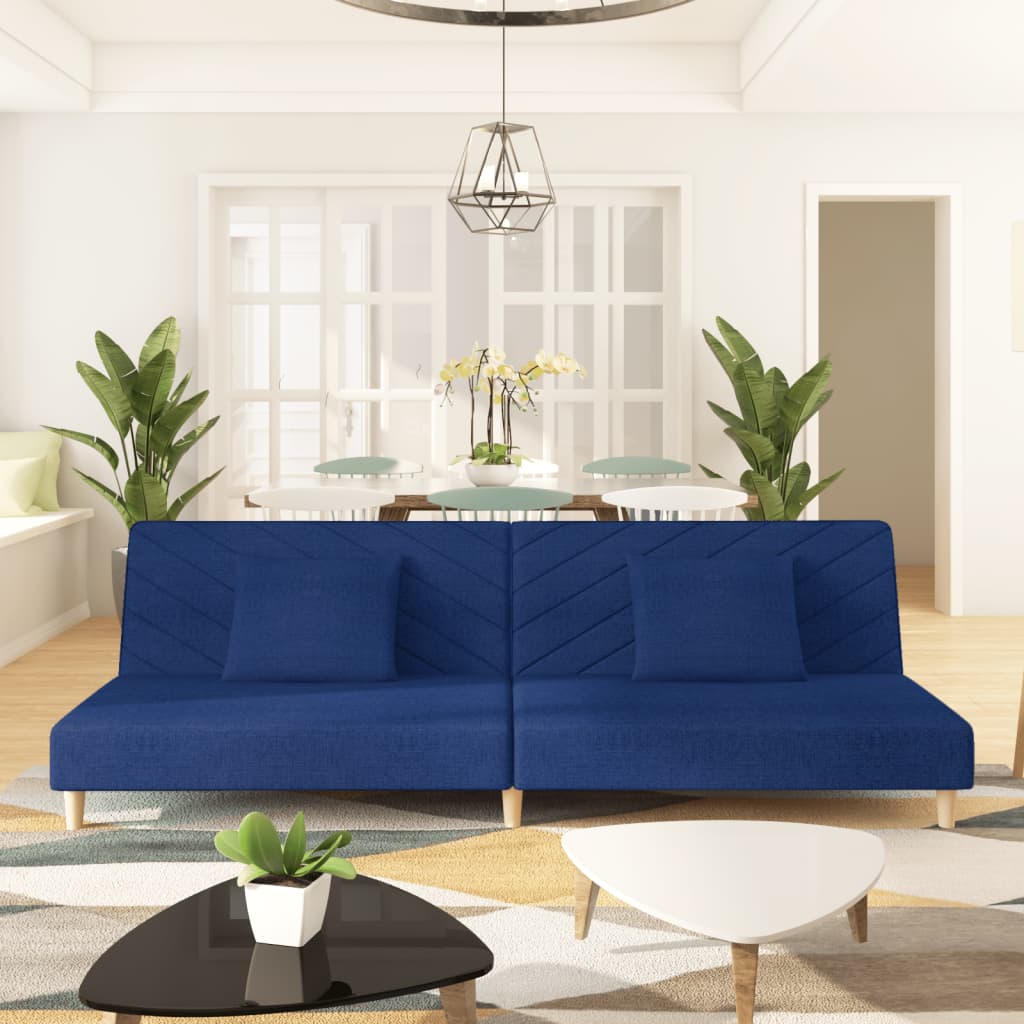 Slaapbank 2-zits met 2 kussens stof blauw is nu te koop bij PeponiXL, paradijselijk wonen!