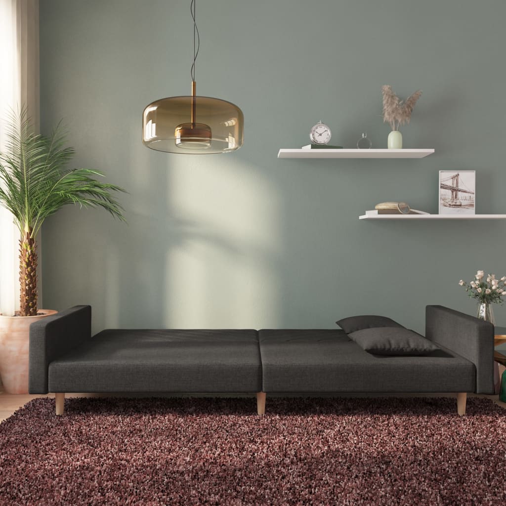 Slaapbank 2-zits met 2 kussens stof zwart is nu te koop bij PeponiXL, paradijselijk wonen!