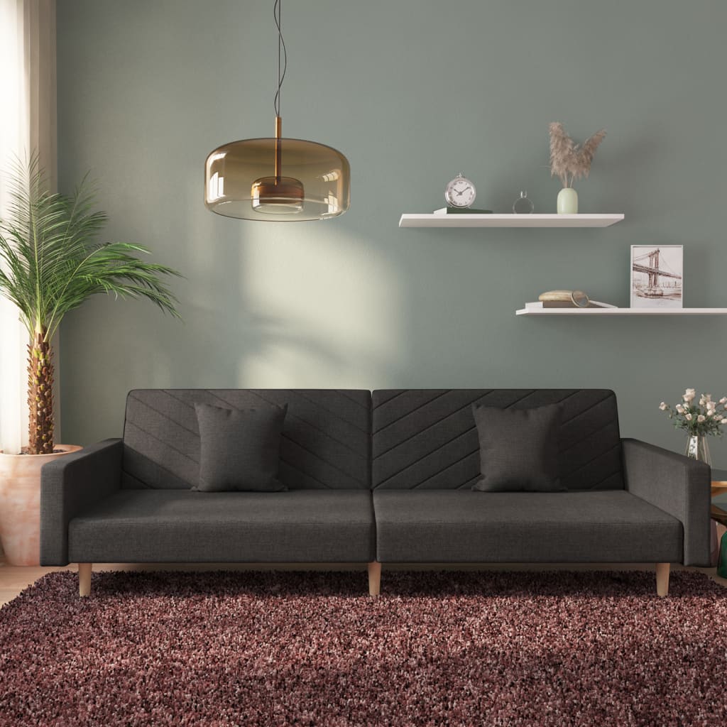 Slaapbank 2-zits met 2 kussens stof zwart is nu te koop bij PeponiXL, paradijselijk wonen!