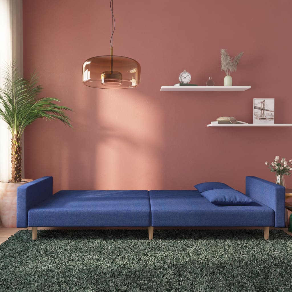 Slaapbank 2-zits met 2 kussens stof blauw is nu te koop bij PeponiXL, paradijselijk wonen!