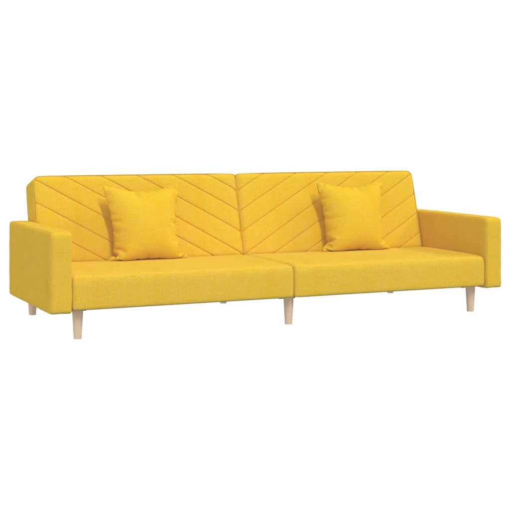 Slaapbank 2-zits met 2 kussens stof geel is nu te koop bij PeponiXL, paradijselijk wonen!