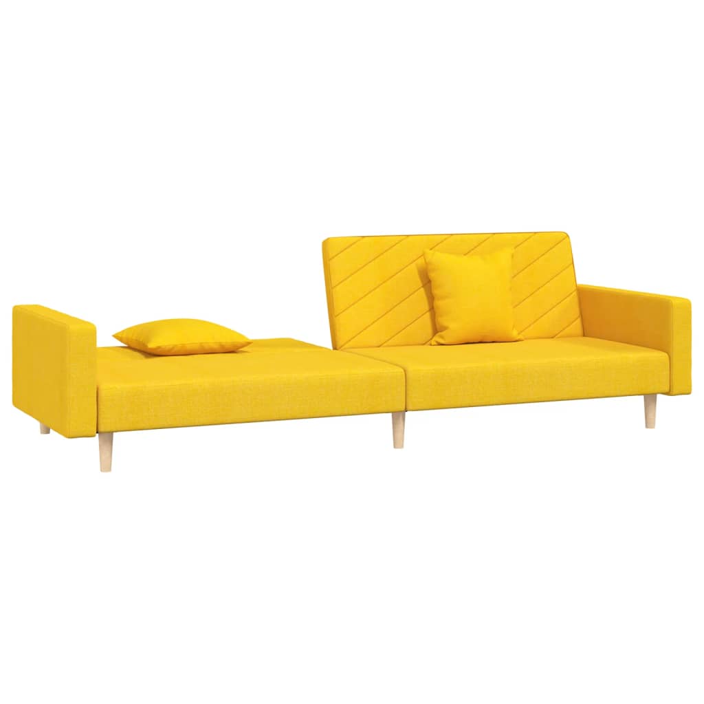 Slaapbank 2-zits met 2 kussens stof geel is nu te koop bij PeponiXL, paradijselijk wonen!