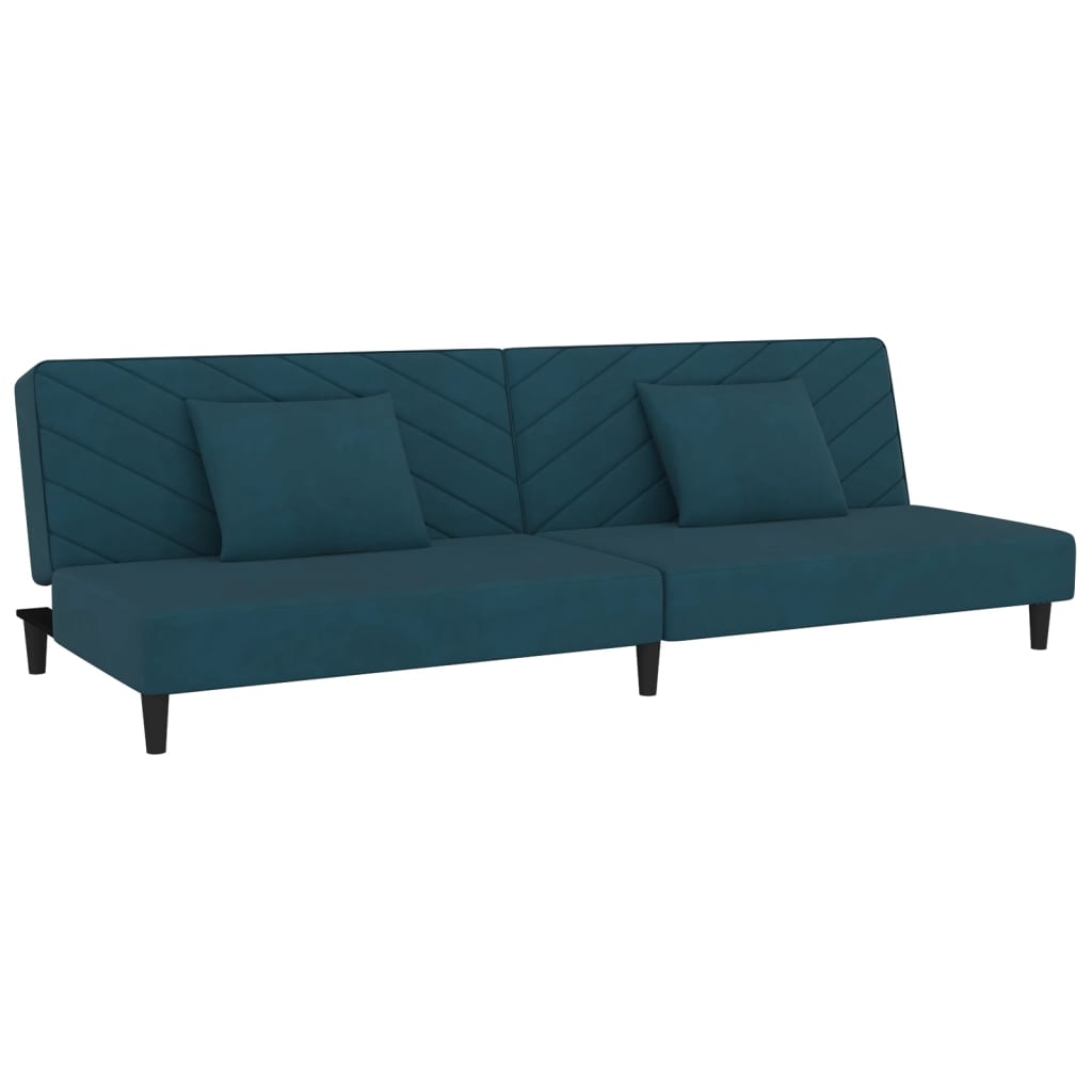Slaapbank 2-zits met 2 kussens fluweel blauw is nu te koop bij PeponiXL, paradijselijk wonen!