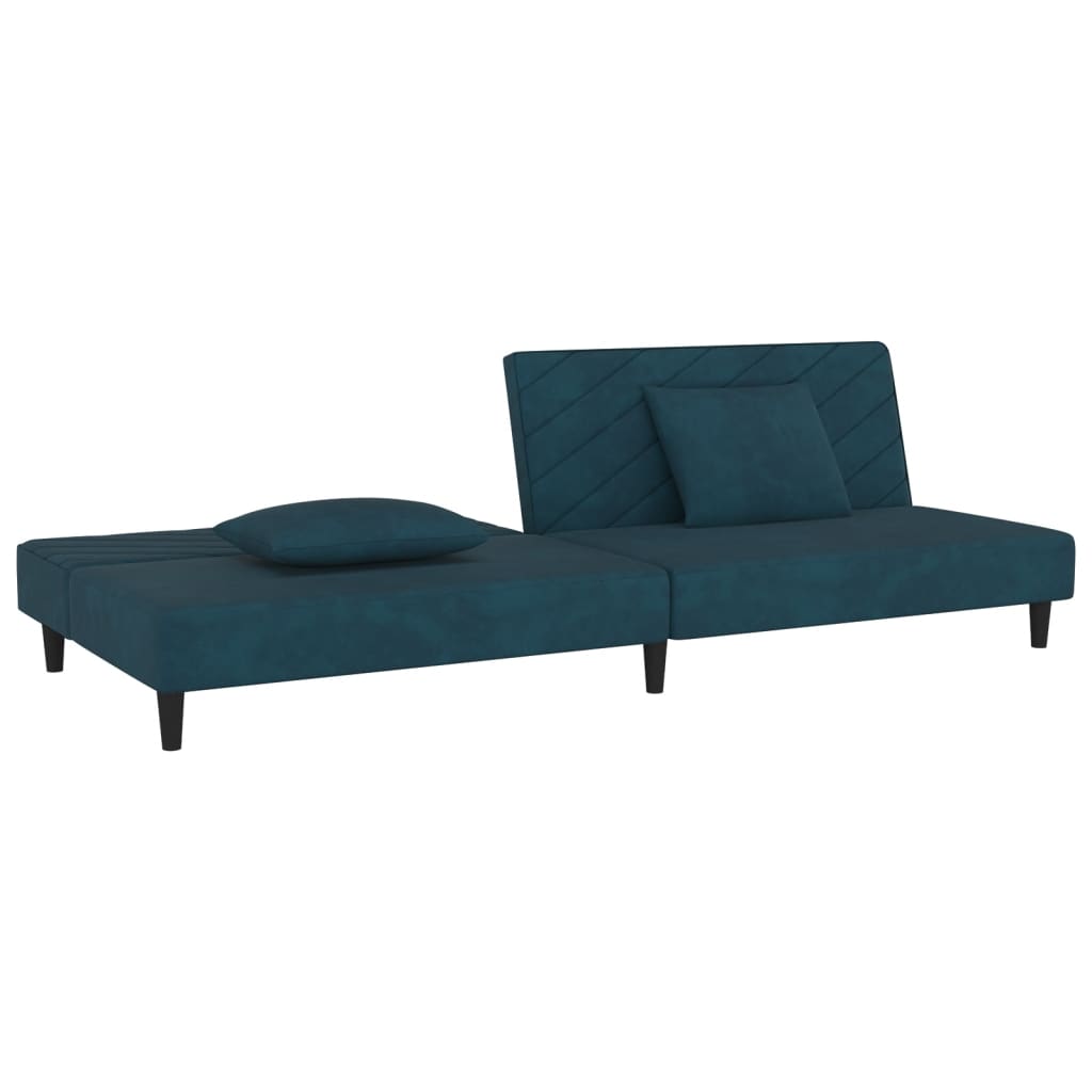 Slaapbank 2-zits met 2 kussens fluweel blauw is nu te koop bij PeponiXL, paradijselijk wonen!