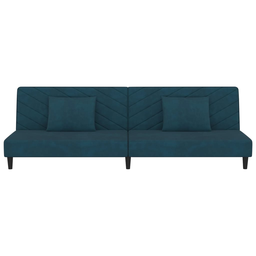 Slaapbank 2-zits met 2 kussens fluweel blauw is nu te koop bij PeponiXL, paradijselijk wonen!
