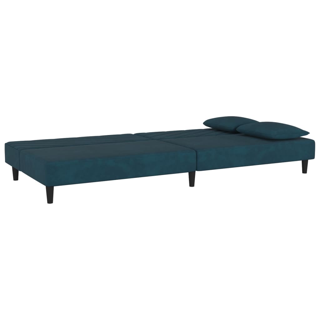 Slaapbank 2-zits met 2 kussens fluweel blauw is nu te koop bij PeponiXL, paradijselijk wonen!