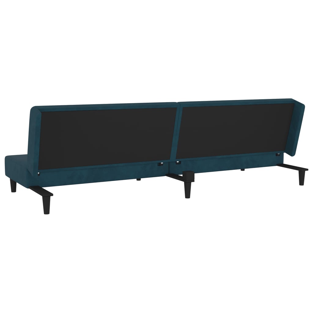 Slaapbank 2-zits met 2 kussens fluweel blauw is nu te koop bij PeponiXL, paradijselijk wonen!