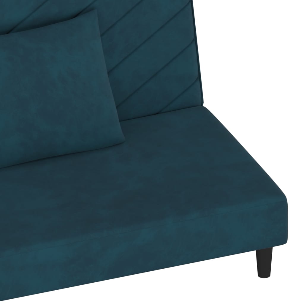 Slaapbank 2-zits met 2 kussens fluweel blauw is nu te koop bij PeponiXL, paradijselijk wonen!