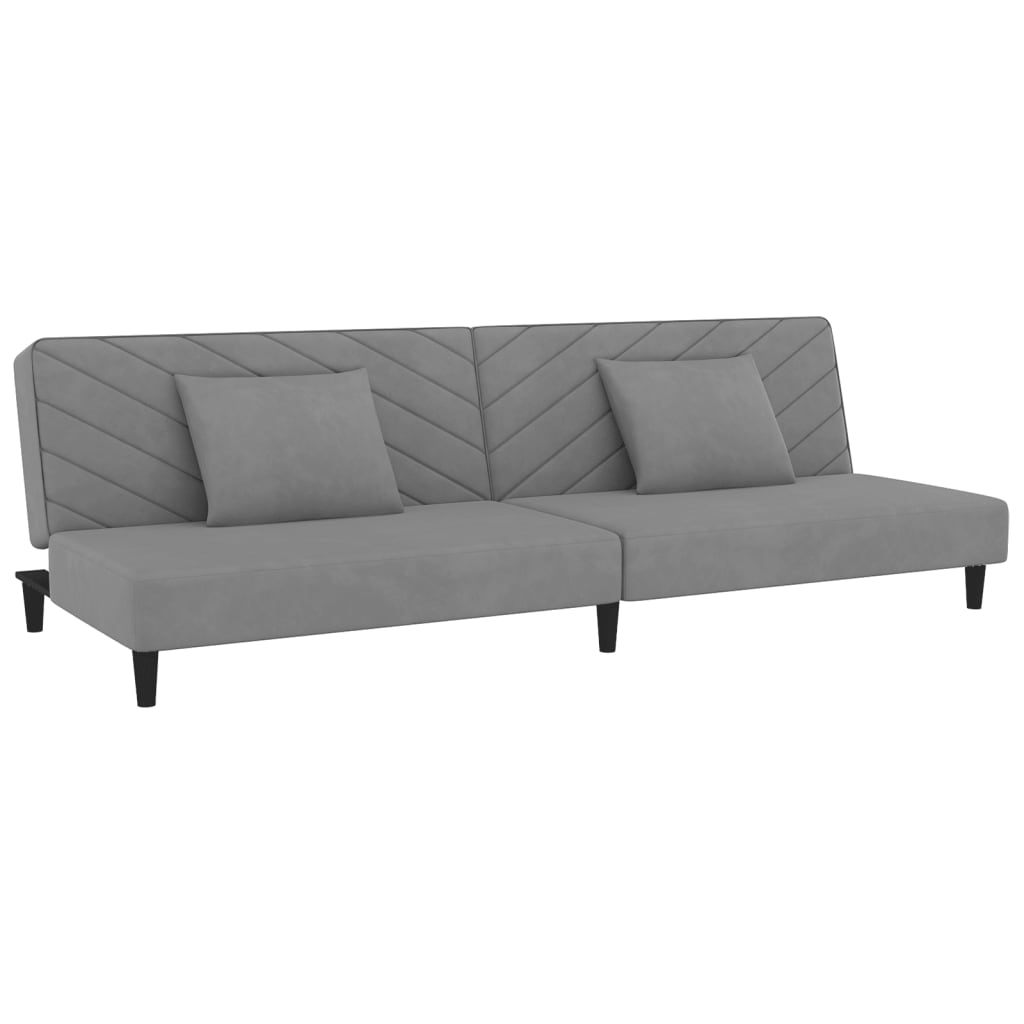 Slaapbank 2-zits met 2 kussens fluweel lichtgrijs is nu te koop bij PeponiXL, paradijselijk wonen!
