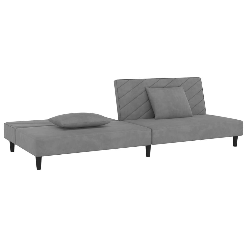 Slaapbank 2-zits met 2 kussens fluweel lichtgrijs is nu te koop bij PeponiXL, paradijselijk wonen!