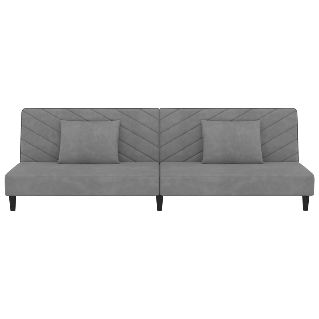 Slaapbank 2-zits met 2 kussens fluweel lichtgrijs is nu te koop bij PeponiXL, paradijselijk wonen!