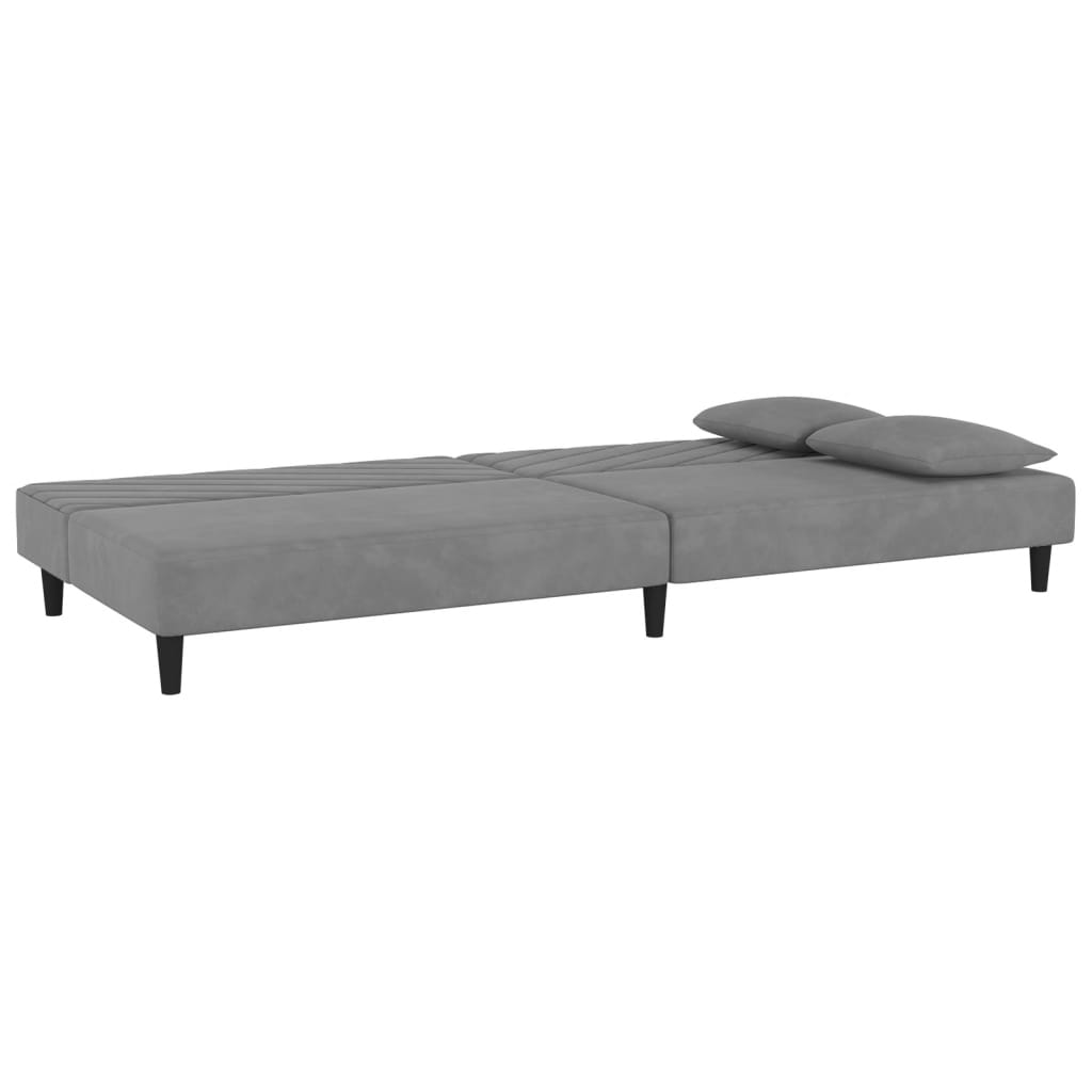 Slaapbank 2-zits met 2 kussens fluweel lichtgrijs is nu te koop bij PeponiXL, paradijselijk wonen!