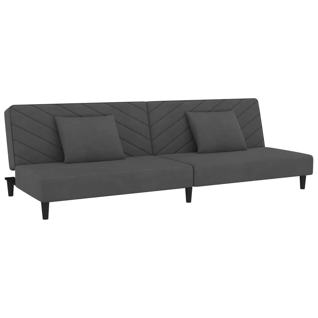 Slaapbank 2-zits met 2 kussens fluweel donkergrijs is nu te koop bij PeponiXL, paradijselijk wonen!