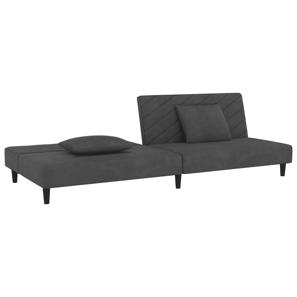 Slaapbank 2-zits met 2 kussens fluweel donkergrijs is nu te koop bij PeponiXL, paradijselijk wonen!