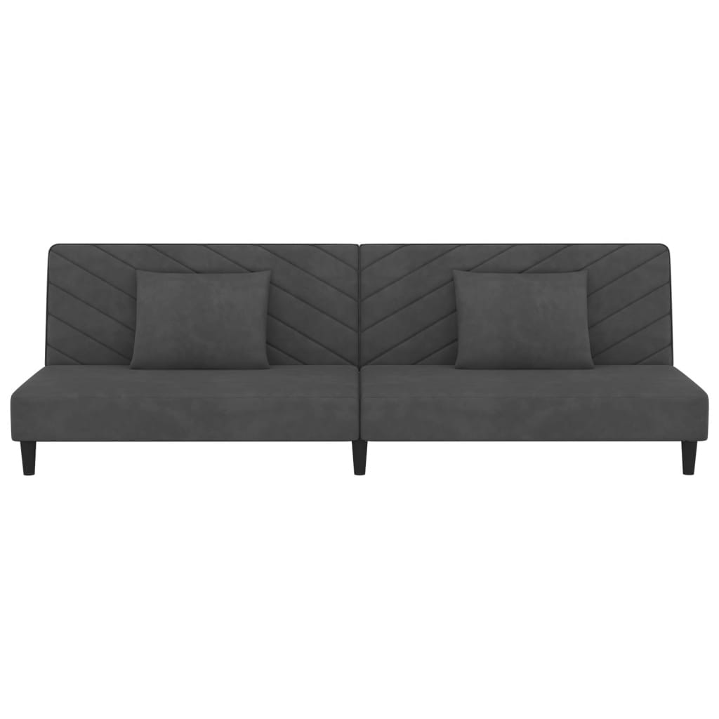 Slaapbank 2-zits met 2 kussens fluweel donkergrijs is nu te koop bij PeponiXL, paradijselijk wonen!