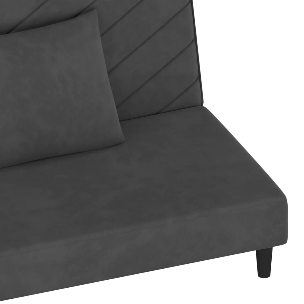 Slaapbank 2-zits met 2 kussens fluweel donkergrijs is nu te koop bij PeponiXL, paradijselijk wonen!