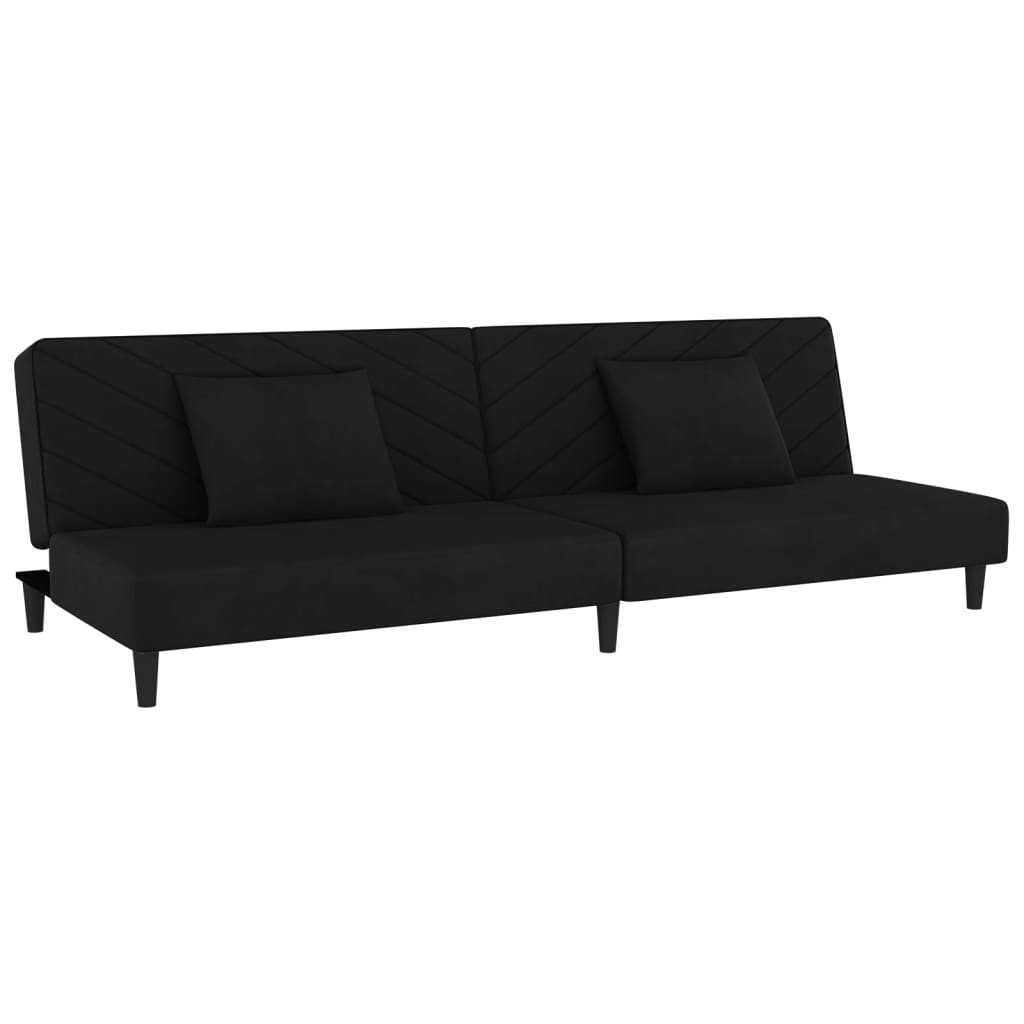Slaapbank 2-zits met 2 kussens fluweel zwart is nu te koop bij PeponiXL, paradijselijk wonen!