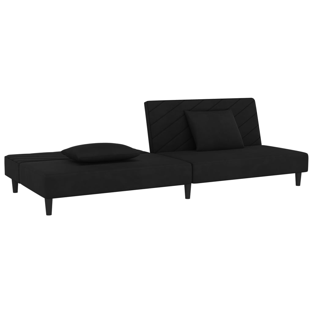 Slaapbank 2-zits met 2 kussens fluweel zwart is nu te koop bij PeponiXL, paradijselijk wonen!