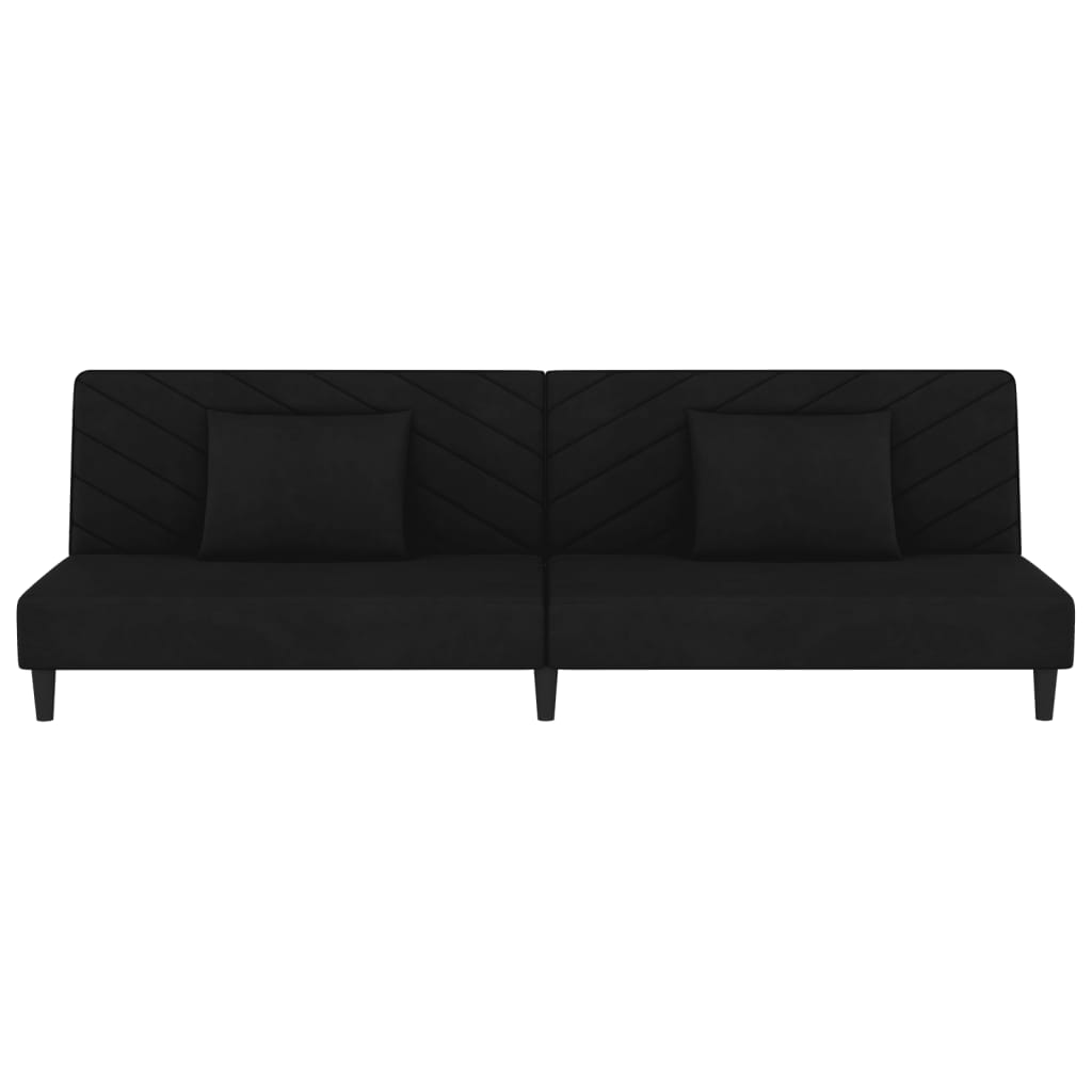 Slaapbank 2-zits met 2 kussens fluweel zwart is nu te koop bij PeponiXL, paradijselijk wonen!