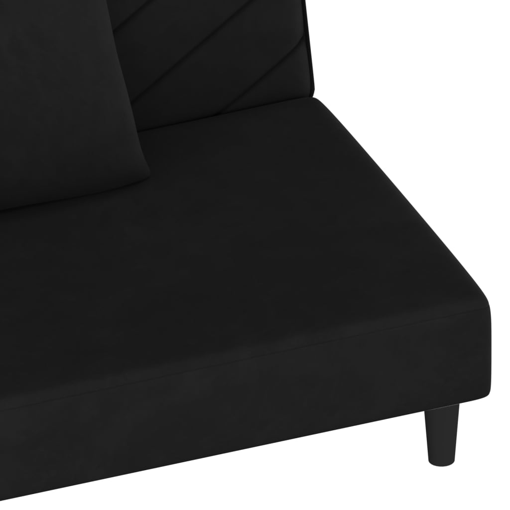 Slaapbank 2-zits met 2 kussens fluweel zwart is nu te koop bij PeponiXL, paradijselijk wonen!