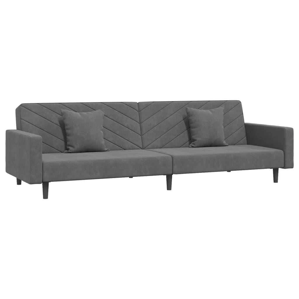 Slaapbank 2-zits met 2 kussens fluweel donkergrijs is nu te koop bij PeponiXL, paradijselijk wonen!