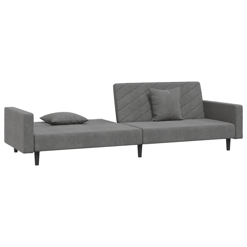 Slaapbank 2-zits met 2 kussens fluweel donkergrijs is nu te koop bij PeponiXL, paradijselijk wonen!
