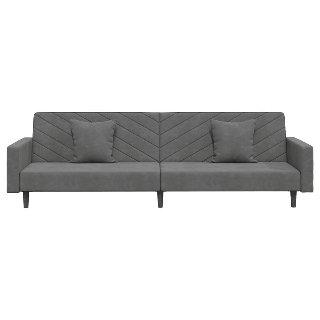 Slaapbank 2-zits met 2 kussens fluweel donkergrijs is nu te koop bij PeponiXL, paradijselijk wonen!