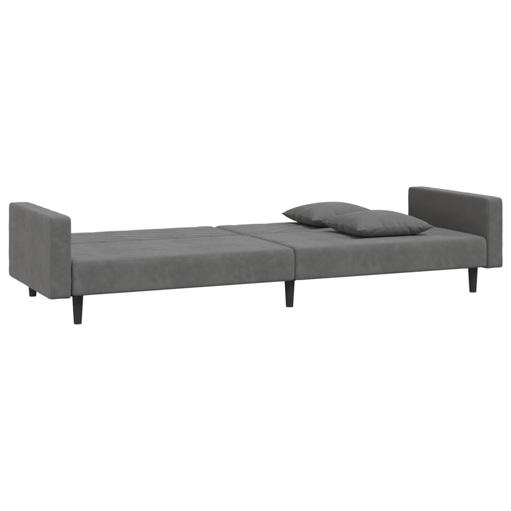 Slaapbank 2-zits met 2 kussens fluweel donkergrijs is nu te koop bij PeponiXL, paradijselijk wonen!