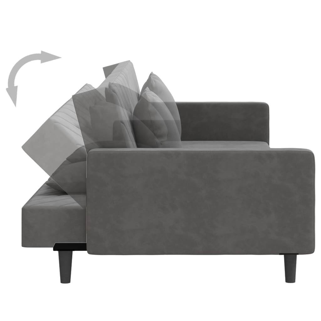 Slaapbank 2-zits met 2 kussens fluweel donkergrijs is nu te koop bij PeponiXL, paradijselijk wonen!