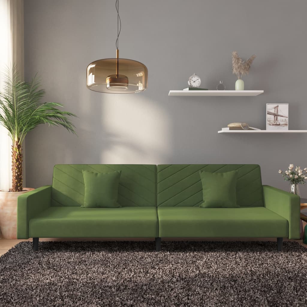 Slaapbank 2-zits met 2 kussens fluweel donkergroen is nu te koop bij PeponiXL, paradijselijk wonen!