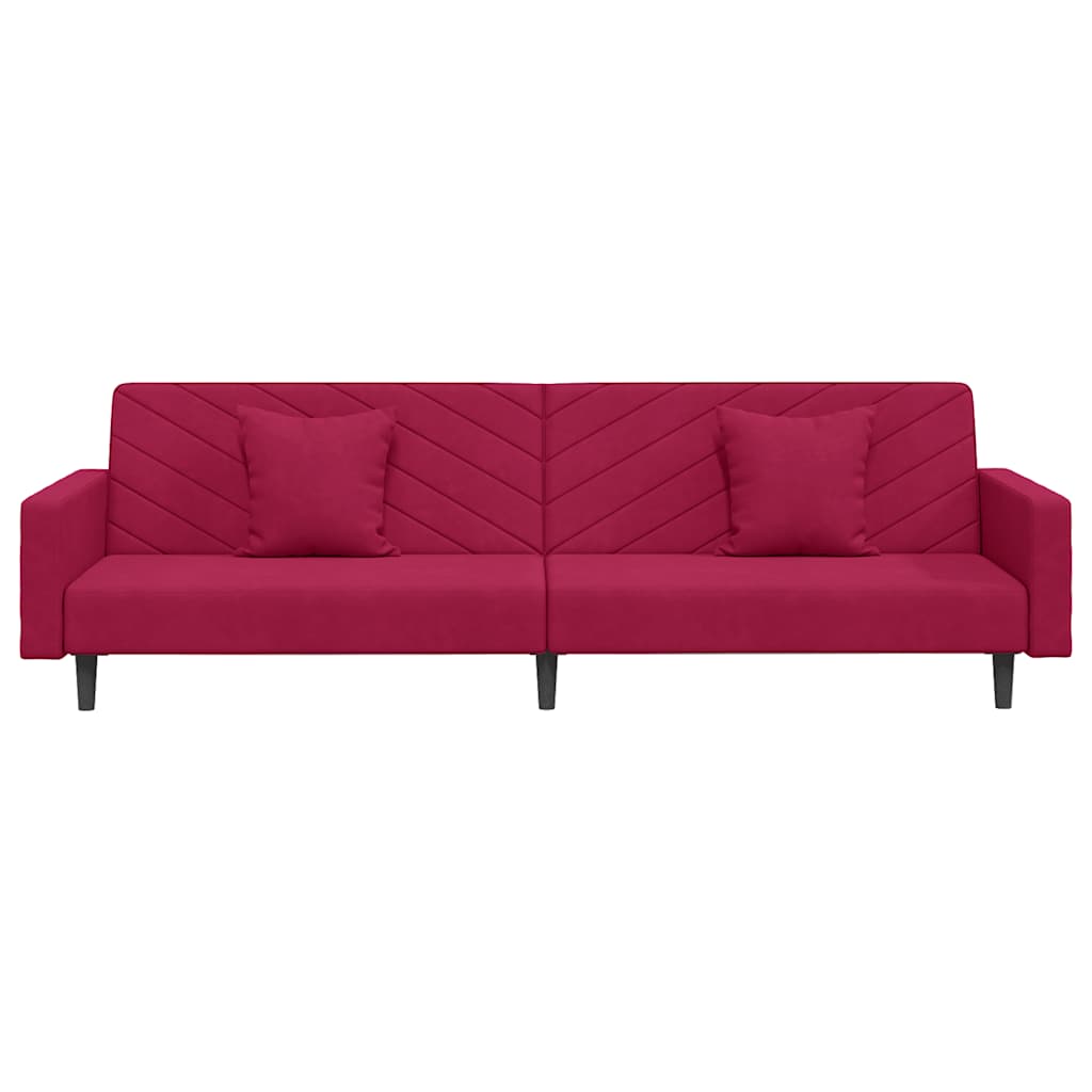 Slaapbank 2-zits met 2 kussens fluweel wijnrood is nu te koop bij PeponiXL, paradijselijk wonen!