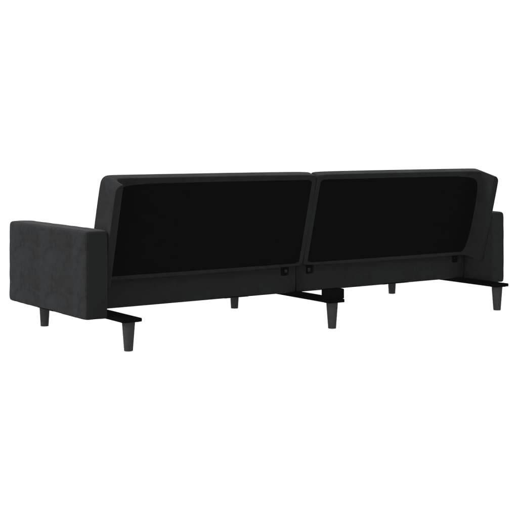 Slaapbank 2-zits met 2 kussens fluweel zwart is nu te koop bij PeponiXL, paradijselijk wonen!