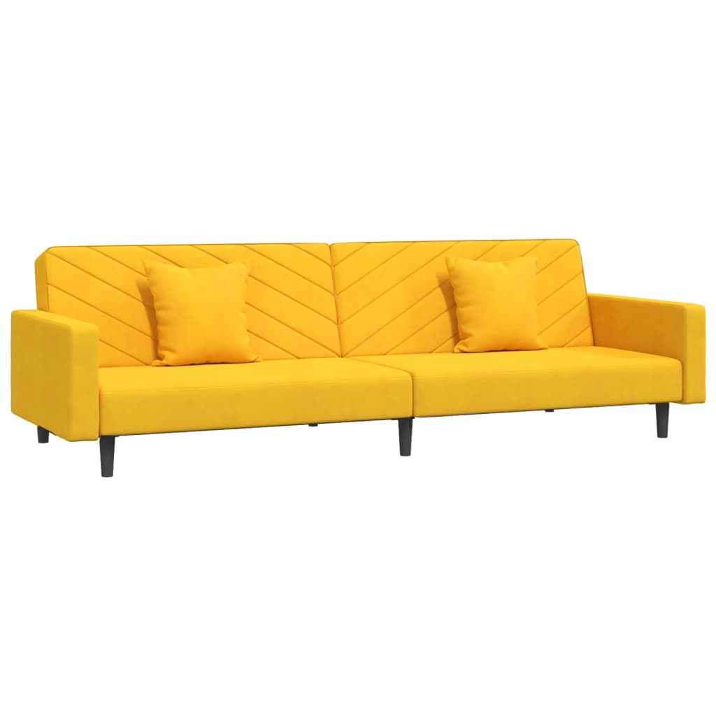 Slaapbank 2-zits met 2 kussens fluweel geel is nu te koop bij PeponiXL, paradijselijk wonen!